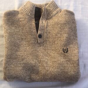 Chaps mens cotton sweater with corduroy elbow patches. Size Large.